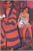 Ernst Ludwig Kirchner Selfportrait with model oil